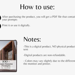 Nano Banana Prompts For Architects, Architecture AI Prompts, Rendering AI Prompts, Architecture Templates PDF